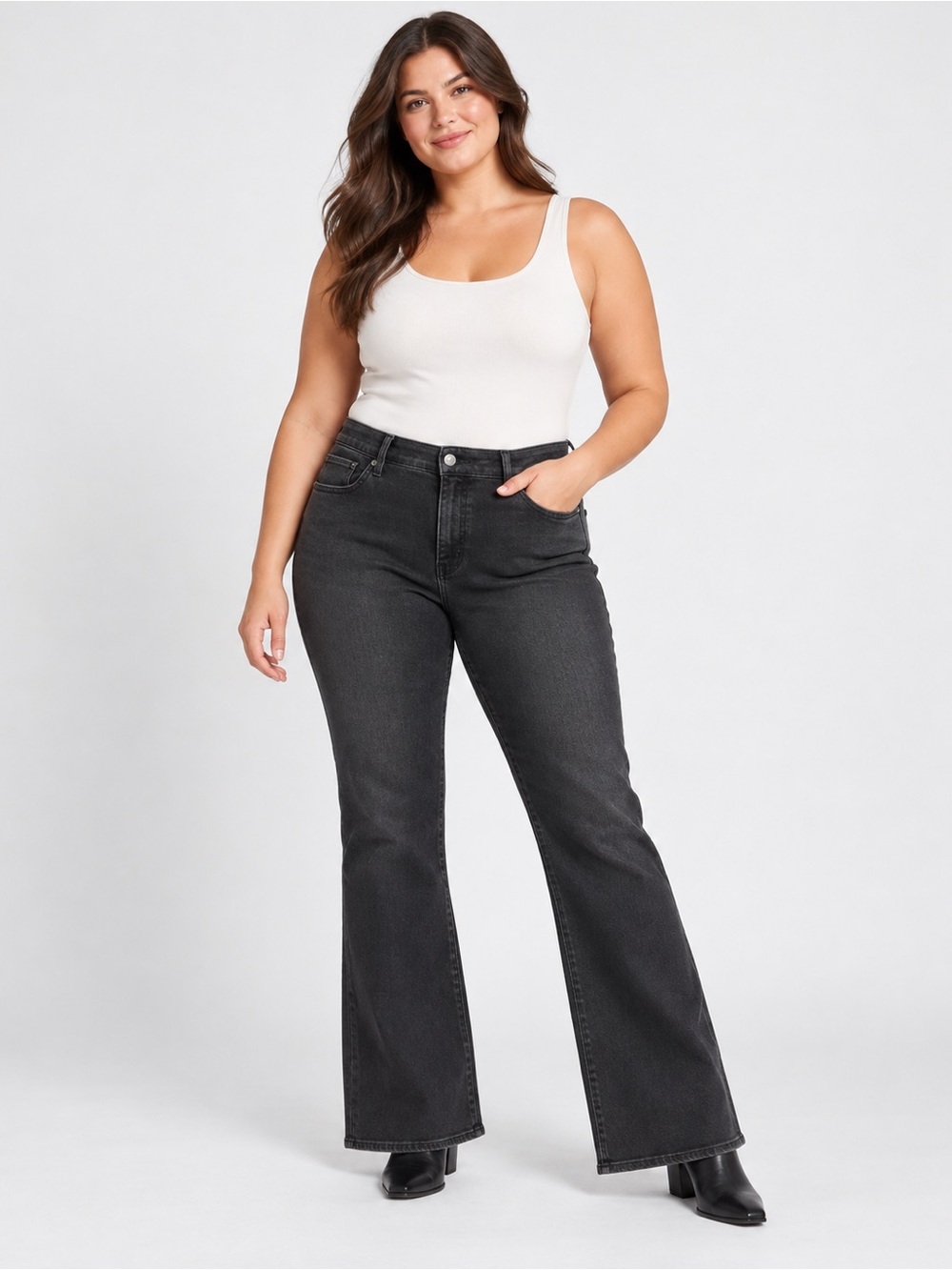 Express Black Mid Rise Bootcut Jeans Women’s 14 Short Stretch Denim